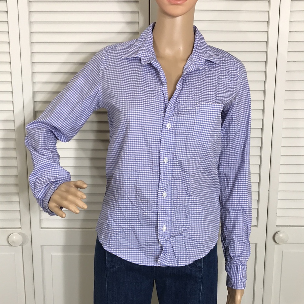 Frank & Eileen Barry Checkered Button-Down Purple… - image 1